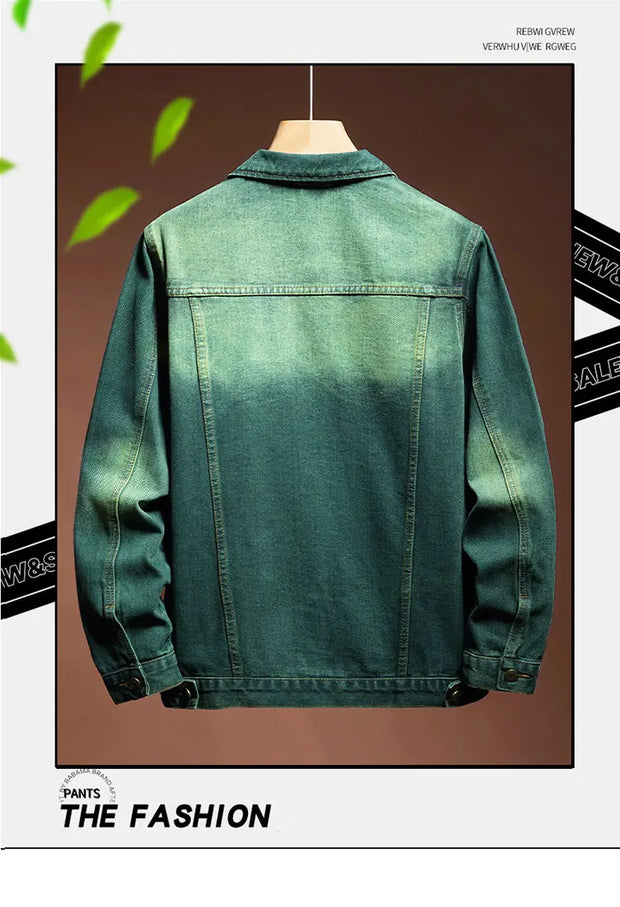 Fashion high-end American casual MEN'S denim jacket High Street trendy brand retro loose large-sized washing workwear top
