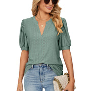 Womens Tops V Neck Ruffle Sleeve Blouses Short Sleeve Casual Tops T-Shirts for Women Autumn Winter