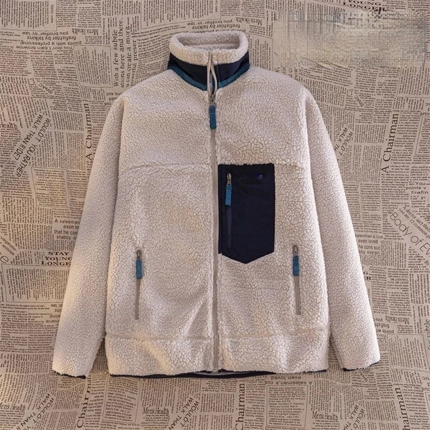 Motorcycle Outdoor Wool Jacket Men Women Double Sided Thick Plush Rider Ride Suit Lambing Wool Windproof Warm Fashionable Jacket