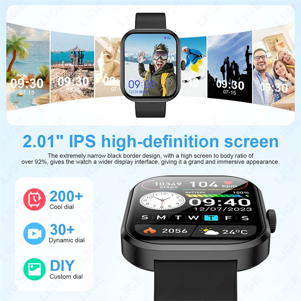 Men Full Touch Screen Bluetooth Call Waterproof Watches