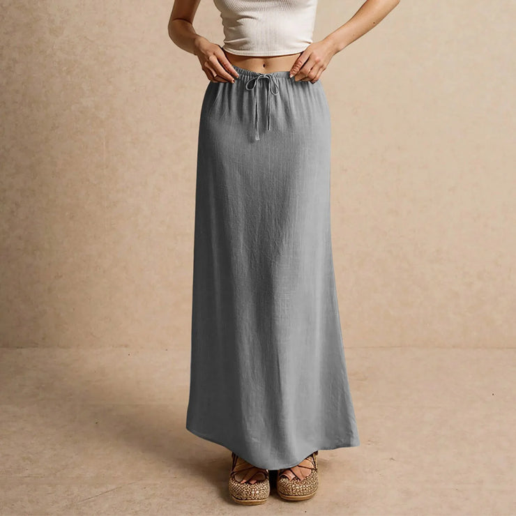 Summer Vacation Women's Summer Maxi Skirt Drawstring Low Waist A Line Casual Skirts Bodycon Long Skirt Beach Women's clothing