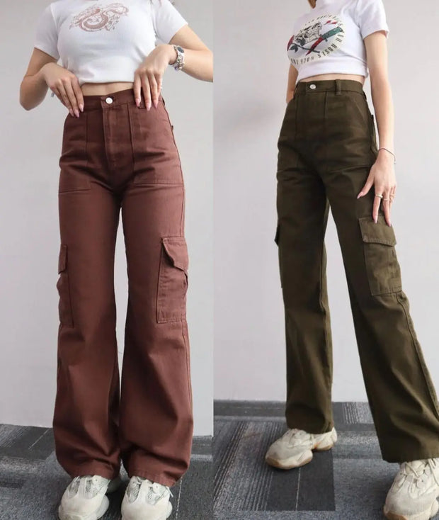 New Y2K Women Vintage Cargo Pants Streetwear Techwear Korean Harajuku Parachute Pants Beige Sweatpants Wide Leg Joggers Trousers