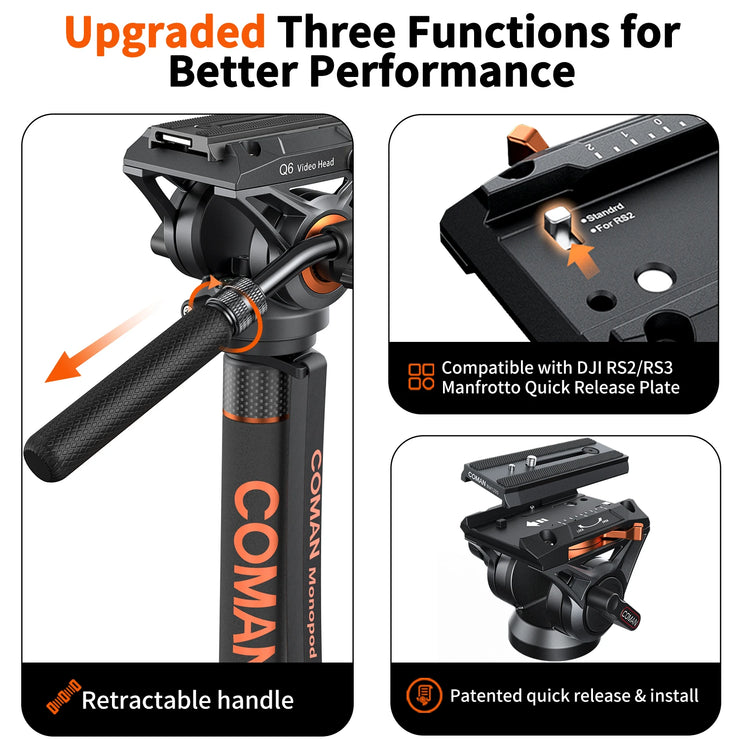 COMAN DK327AQ6 Video Monopod Tripod