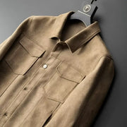 New Spring Autumn Casual Jackets Men Turn Down Collar Slim Fit England Style Deerskin Fleece Jacket Male Vintage Outwear Coats