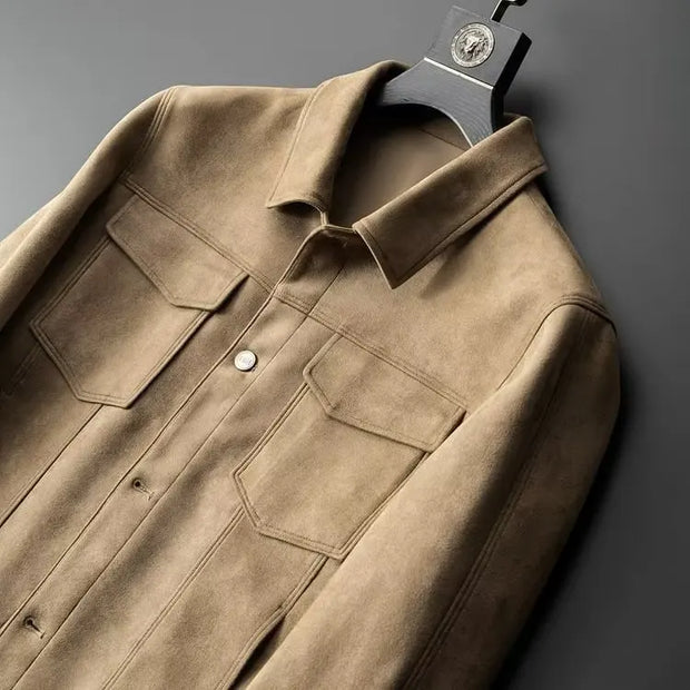 New Spring Autumn Casual Jackets Men Turn Down Collar Slim Fit England Style Deerskin Fleece Jacket Male Vintage Outwear Coats