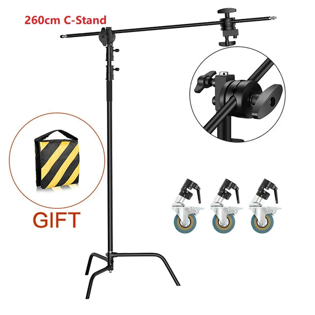 2.6M/8.5FT Stainless Steel Century Foldable Light Stand Tripod
