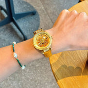 Sunflower Rotation Dial Quartz Women Watch Genuine Leather Strap Antique Watch