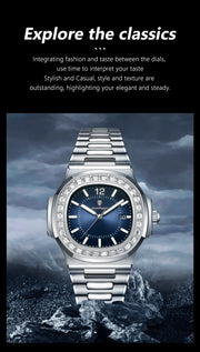 POEDAGAR Luxury Square Man Quartz Watch Waterproof Luminous Date Men's Watch High Quality Stainless Steel Business Men Watches