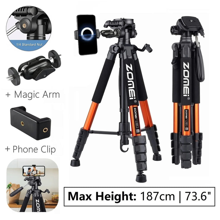 187cm/73.6in Tall Zomei Aluminum Alloy Portable Tripod