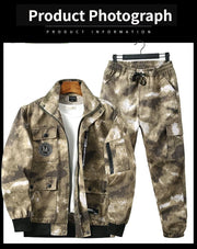 Men Clothing Two Pieces Set 2023 Training Two-piece Sweat-shirt Cargo Pants Man Apparel Heavy Jackets Labor Work Camouflage Suit
