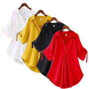 Chic Plus Size Tops For Women Summer Tunic 2023 Fashion Solid Casual Blouse Women White Ladies Top Loose Shirts camisa mujer