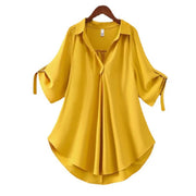 Chic Plus Size Tops For Women Summer Tunic 2023 Fashion Solid Casual Blouse Women White Ladies Top Loose Shirts camisa mujer