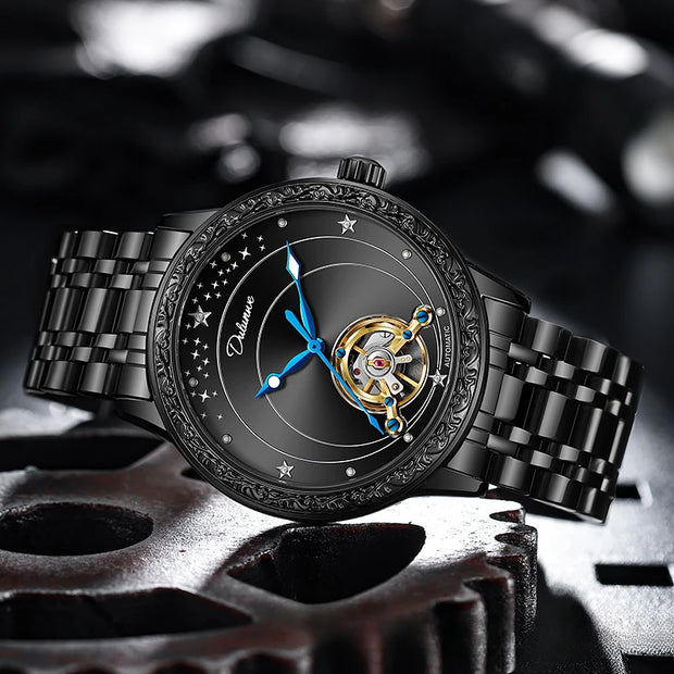 Hollow Tourbillon Automatic Watch for Men Simple Style Luminous Dial Waterproof Mechanical Mens Watches Luxury Reloj Hombre New