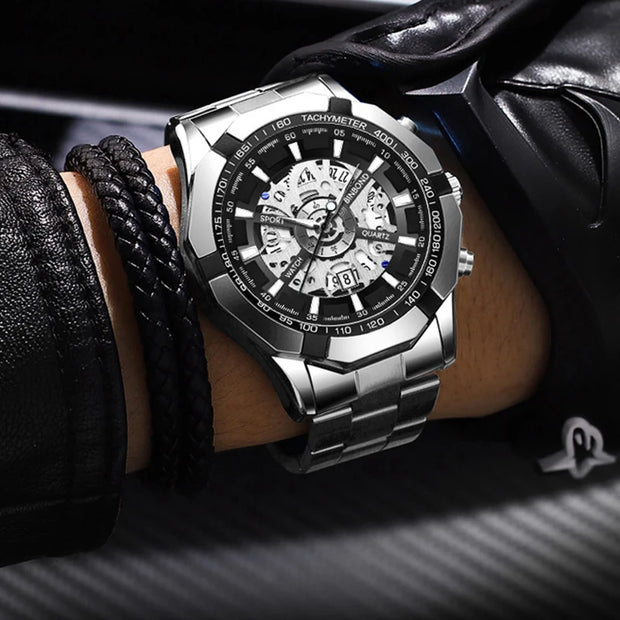 BINBONG Business Men's Watches Waterproof Calendar Luminous Fashion Quartz Watch For Man Stainless Steel Male Clock Reloj Hombre