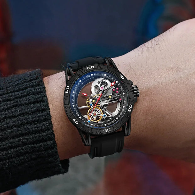 Men's Casual Mechanical Watch Automatic Luxury Brand New Sport Watches Man Hollow Out Fashion Waterproof Business Luminous Clock