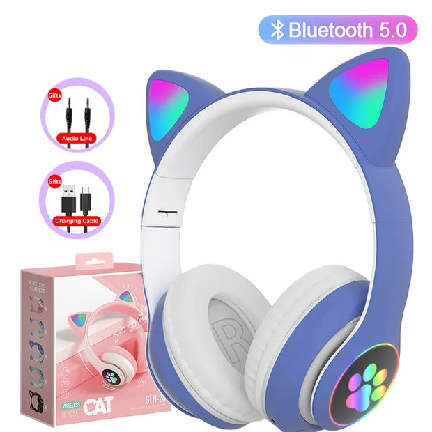 New Flash Lamp Cute Cat Ears Headphone