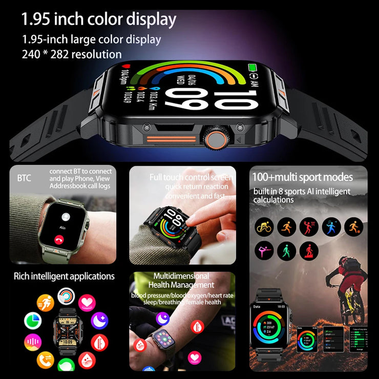 New 1.95 Outdoor Military Smart Watch