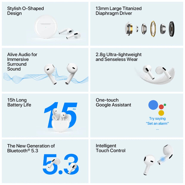 New Bluetooth 5.3 ENC Sport Noise Reduction 380mAh Headsets
