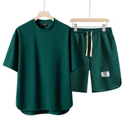 2025 Summer Sets Men Fashion Short Sleeve Shirt/Shorts Two-piece Mens Streetwear Loose Hollow Out Set Mens Short Sets M-4XL TZ16