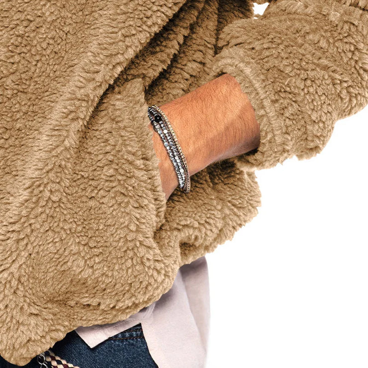 2025 Men's Casual Double-sided Plush Warm Jacket Autumn Winter Thick Wool Coats Solid Hooded Fleece Hoodies Loose Men Clothing