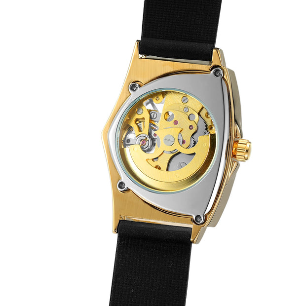 Winner Military Triangle Steel Skeleton Automatic Movement Man Watch Sports Mechanical Watches Luxury Waterproof Silicone Strap