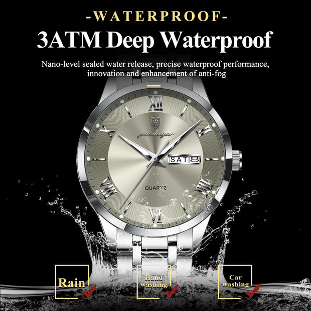 Men Waterproof Luminous Week Date Sports Wristwatch