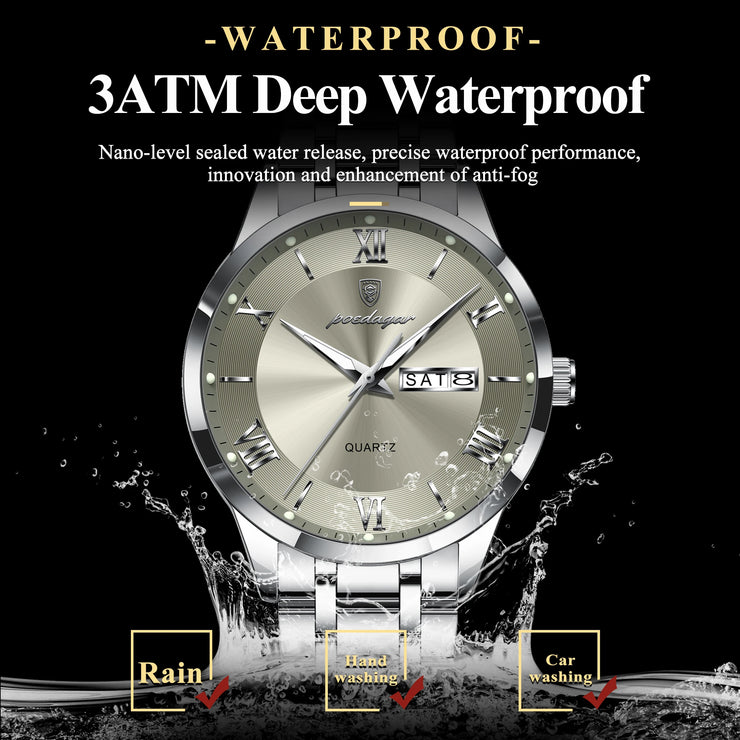 Men Waterproof Luminous Week Date Sports Wristwatch