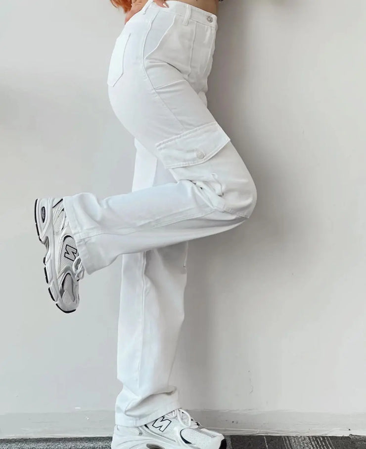 New Y2K Women Vintage Cargo Pants Streetwear Techwear Korean Harajuku Parachute Pants Beige Sweatpants Wide Leg Joggers Trousers