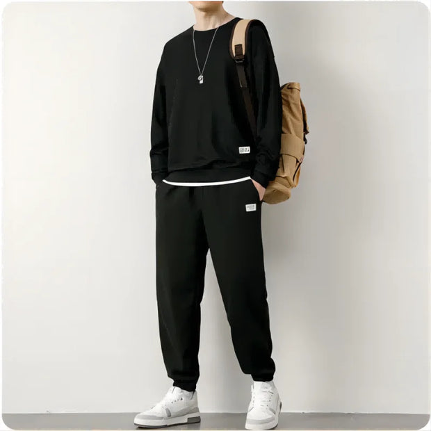 Men's Waffle Suit Sets Casual Long Sleeved Sweatshirt and Pants for Sports Men's T-shirt Hoodie Casual Trousers Set Loose Fit