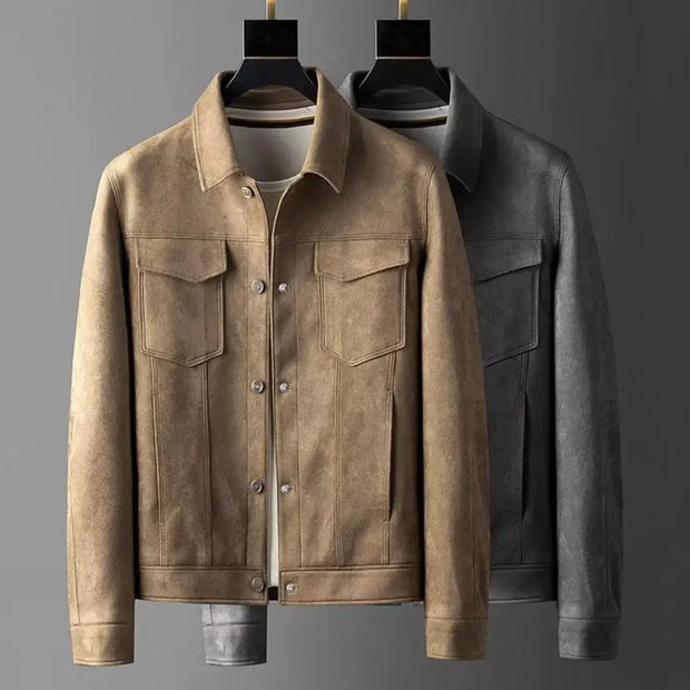 Men Urban Jacket 2024 Autumn Oversize Casual Jackets High Street Pockets Laper Zipper Suede Thick Coat Loose Mens Windbreaker