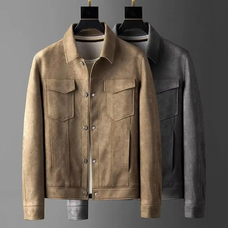 Men Urban Jacket 2024 Autumn Oversize Casual Jackets High Street Pockets Laper Zipper Suede Thick Coat Loose Mens Windbreaker