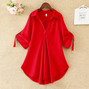 Chic Plus Size Tops For Women Summer Tunic 2023 Fashion Solid Casual Blouse Women White Ladies Top Loose Shirts camisa mujer