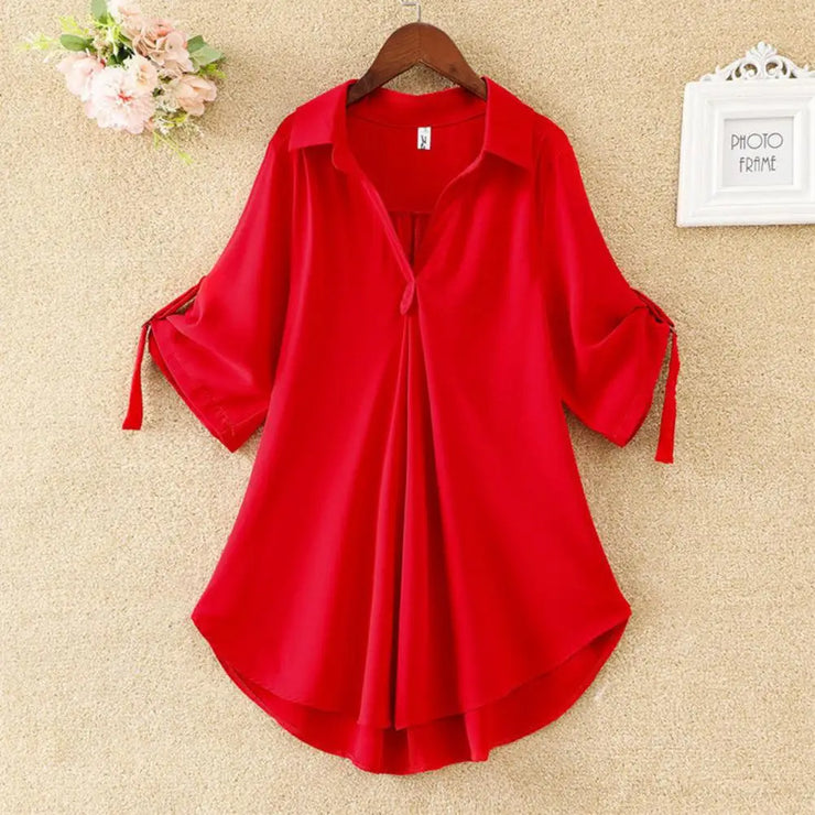 Chic Plus Size Tops For Women Summer Tunic 2023 Fashion Solid Casual Blouse Women White Ladies Top Loose Shirts camisa mujer