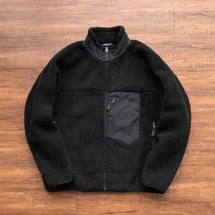 Motorcycle Outdoor Wool Jacket Men Women Double Sided Thick Plush Rider Ride Suit Lambing Wool Windproof Warm Fashionable Jacket