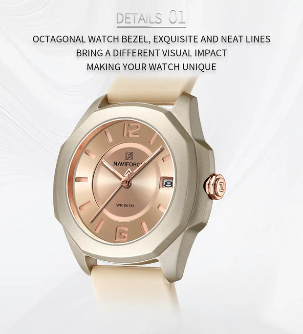 NAVIFORCE NF7107 Quartz Calendar Waterproof and Shockproof Watches for Women Clocks