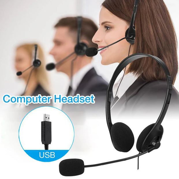 New USB Wired Computer Headset