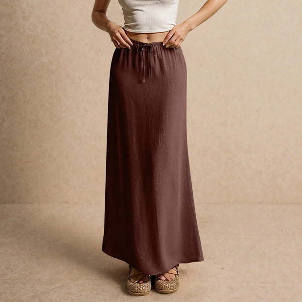 Summer Vacation Women's Summer Maxi Skirt Drawstring Low Waist A Line Casual Skirts Bodycon Long Skirt Beach Women's clothing