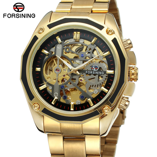 2024 Stainless Steel Skeleton Mechanical Watch Male Automatic Movement Man Wrist Watches Waterproof High End Luxury reloj hombre
