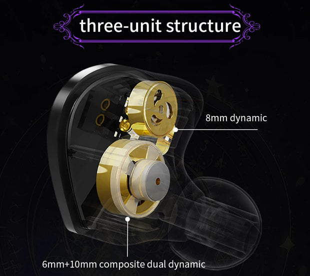 3 Dynamic Driver In-Ear Wired HIFI Headphones