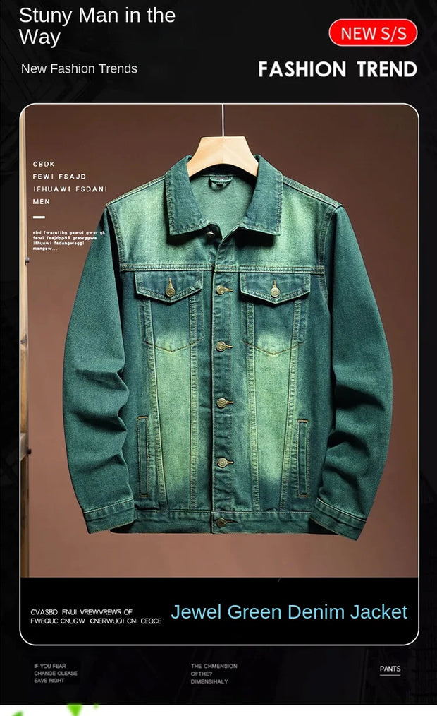 Fashion high-end American casual MEN'S denim jacket High Street trendy brand retro loose large-sized washing workwear top