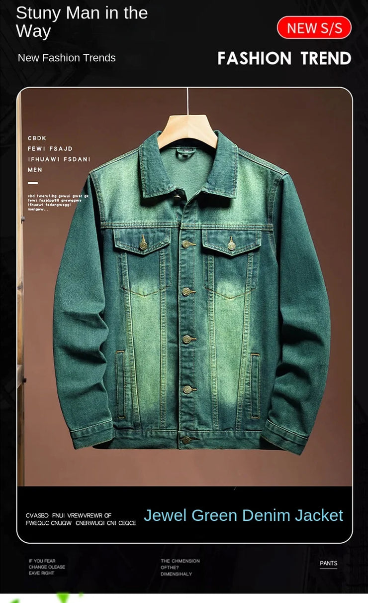 Fashion high-end American casual MEN'S denim jacket High Street trendy brand retro loose large-sized washing workwear top