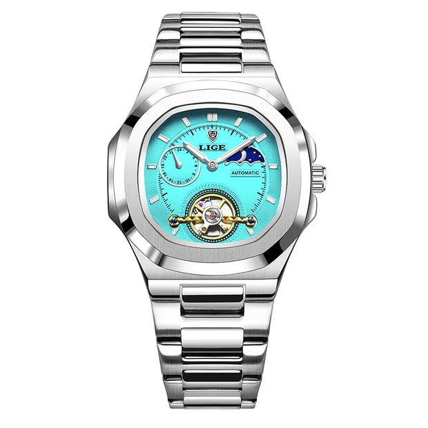 LIGE Classic Retro Men Watch Fashion Business Men's Mechanical Wristwatches Top Brand Luxury Waterproof Automatic Watch For Men