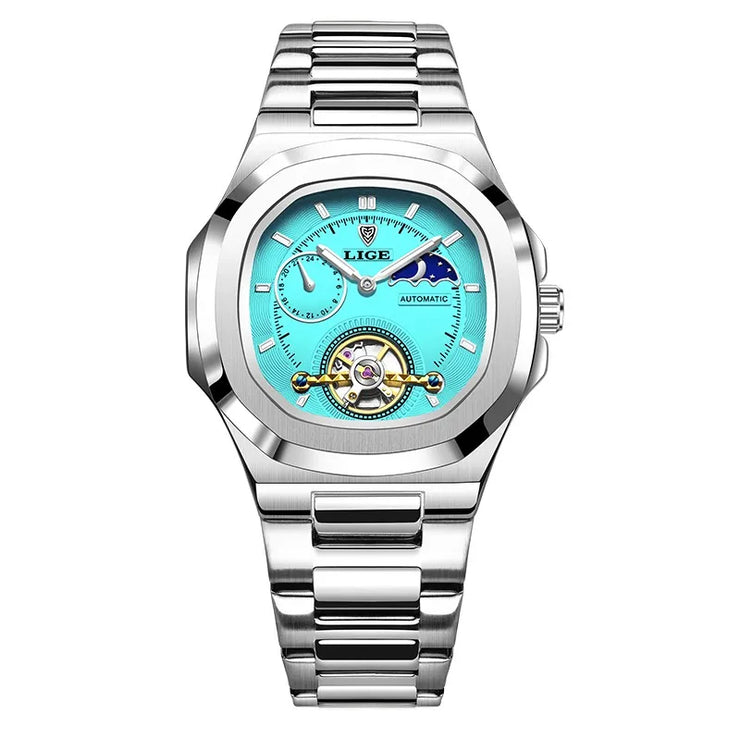LIGE Classic Retro Men Watch Fashion Business Men's Mechanical Wristwatches Top Brand Luxury Waterproof Automatic Watch For Men