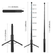 New 1.22m 1/4" Screw Thread Retractable Invisible Selfie Stick