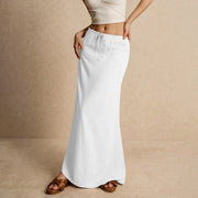 Summer Vacation Women's Summer Maxi Skirt Drawstring Low Waist A Line Casual Skirts Bodycon Long Skirt Beach Women's clothing