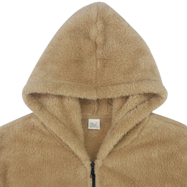 2025 Men's Casual Double-sided Plush Warm Jacket Autumn Winter Thick Wool Coats Solid Hooded Fleece Hoodies Loose Men Clothing