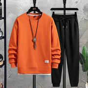 Summer Men's Waffle Sets Casual T-Shirt And Pants Set Male Sports Suit 2 Priece Set Solid Color Tracksuit Loose Suits Size 3XL