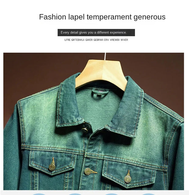 Fashion high-end American casual MEN'S denim jacket High Street trendy brand retro loose large-sized washing workwear top