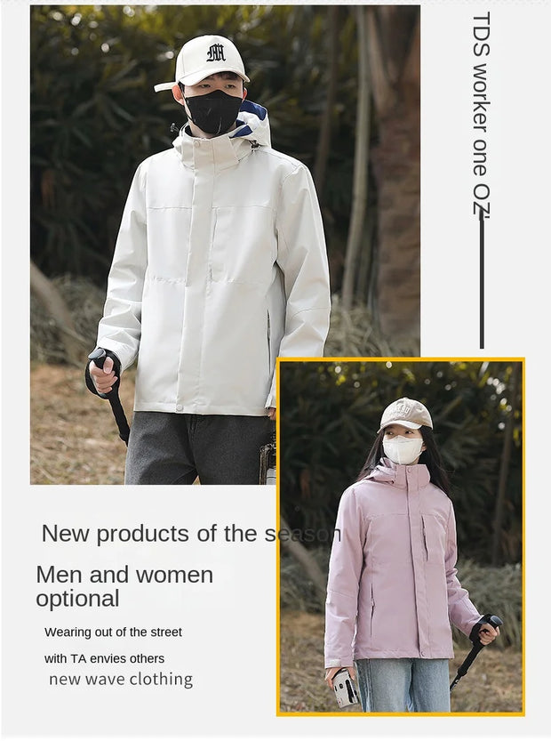 Men Outdoor Hiking Camp Waterproof Windproof Outerwear Spring Fall Lightweight Tops Fashion Casual Daily Coat Hooded Rain Jacket