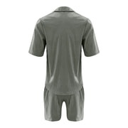 Men Sets Summer Casual Short-sleeved Shirt Shorts Fashion Striped Suit Male Two-piece Set Tracksuit Ropa Para Hombre